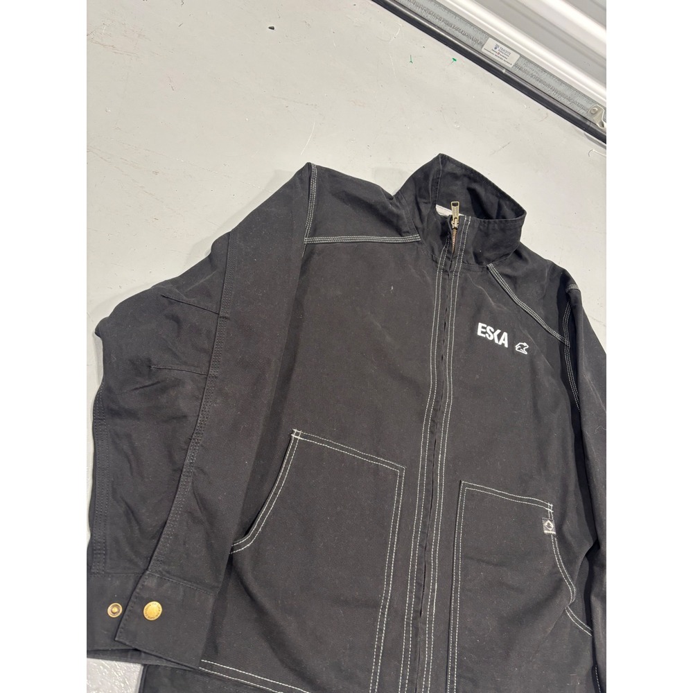 Dri Duck Mens Black Canvas Work Jacket Contrast Stitch Full Zip Size M